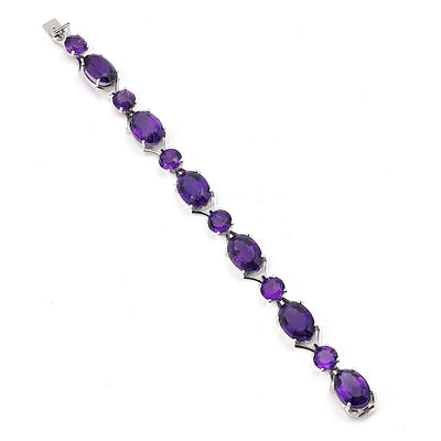 Bracelet in 750 white gold with amethysts, horizontal top view