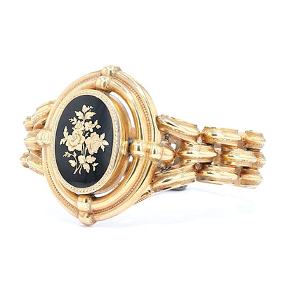 Biedermeier bracelet in foam gold, enameled, turned horizontally to the left