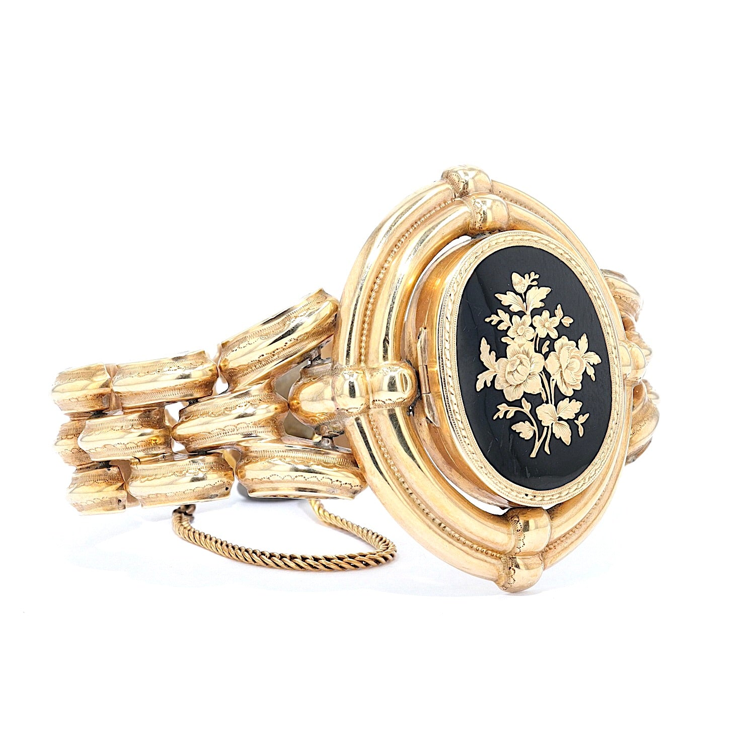 Biedermeier bracelet made of foam gold, enameled, turned lying right