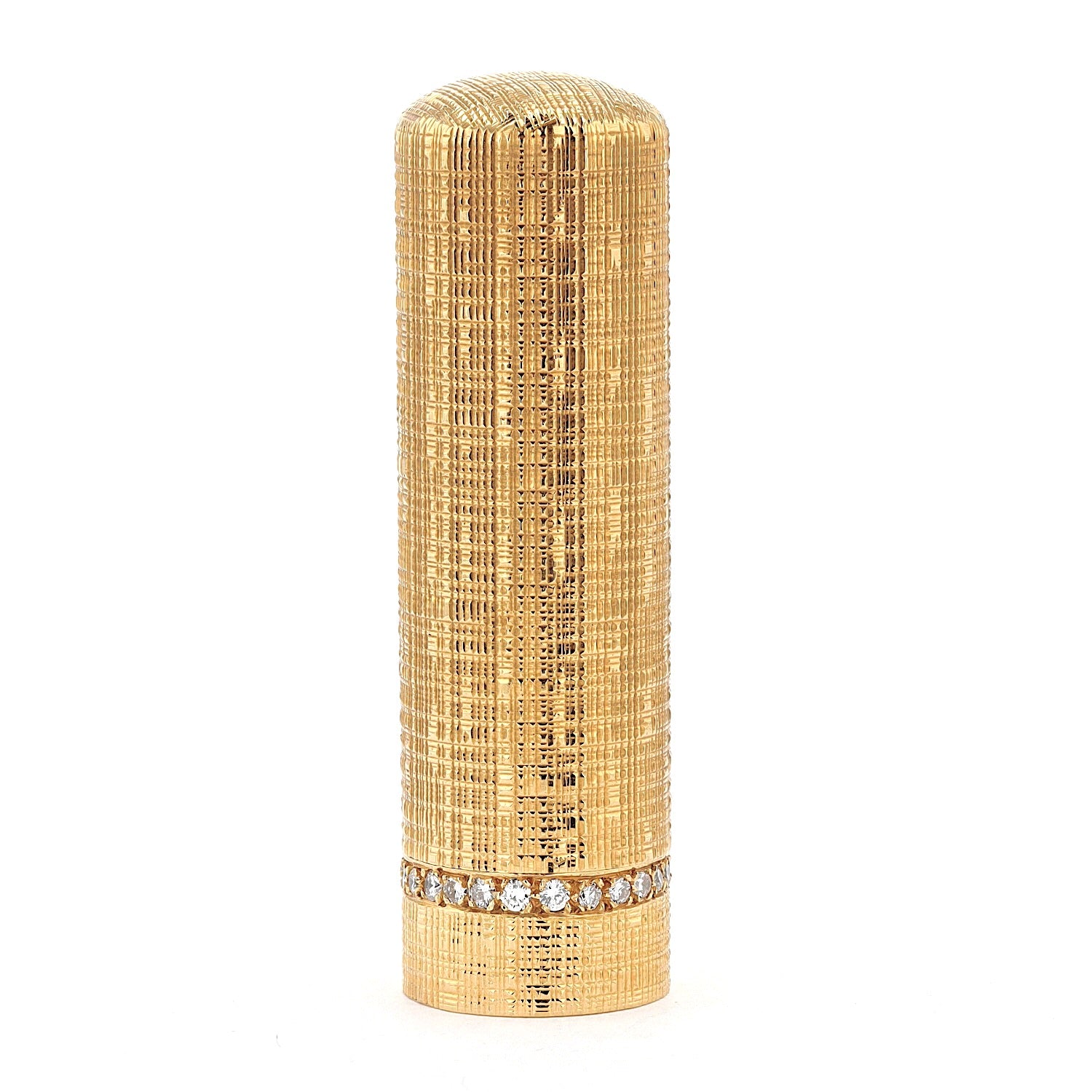 Van Cleef & Arpels lipstick holder in 750 yellow gold with brilliants, standing frontal