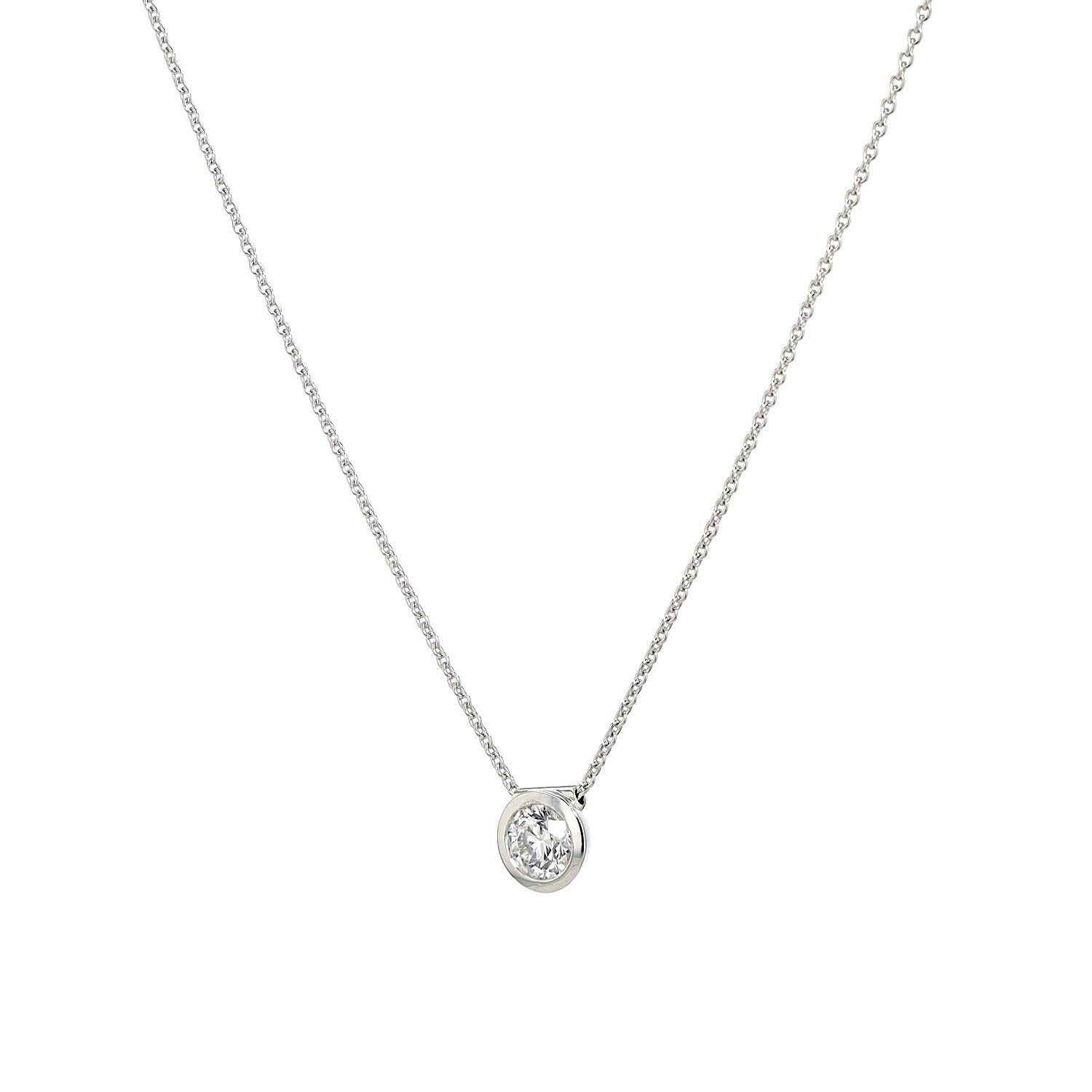 Necklace with a pendant in 750 white gold with a brilliants 1.11 ct, hanging twisted to the left