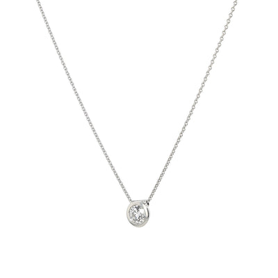 Necklace with a pendant in 750 white gold with a brilliants 1.11 ct, hanging twisted to the left