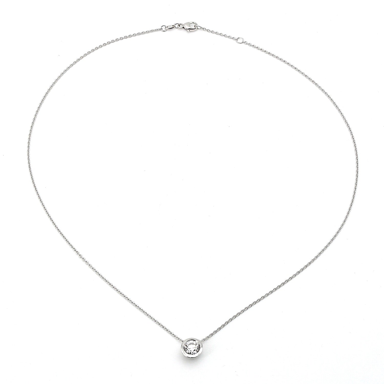 Necklace with a pendant in 750 white gold with a brilliants 1.11 ct, horizontal top view