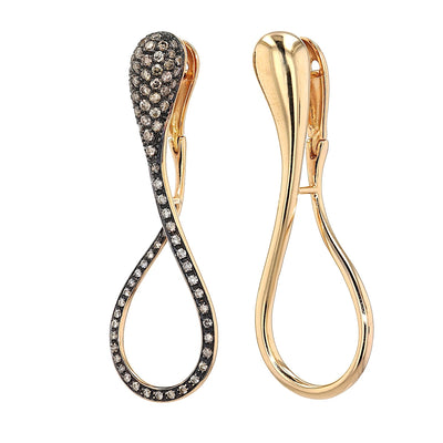 Dada Arrigoni Elika Mix&Match, earrings in 750 rose gold with brilliants, hanging left twisted