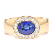 Ladies' ring by Willer in 750 rose gold with brilliants and a sapphire approx. 3.08 ct, lying frontally