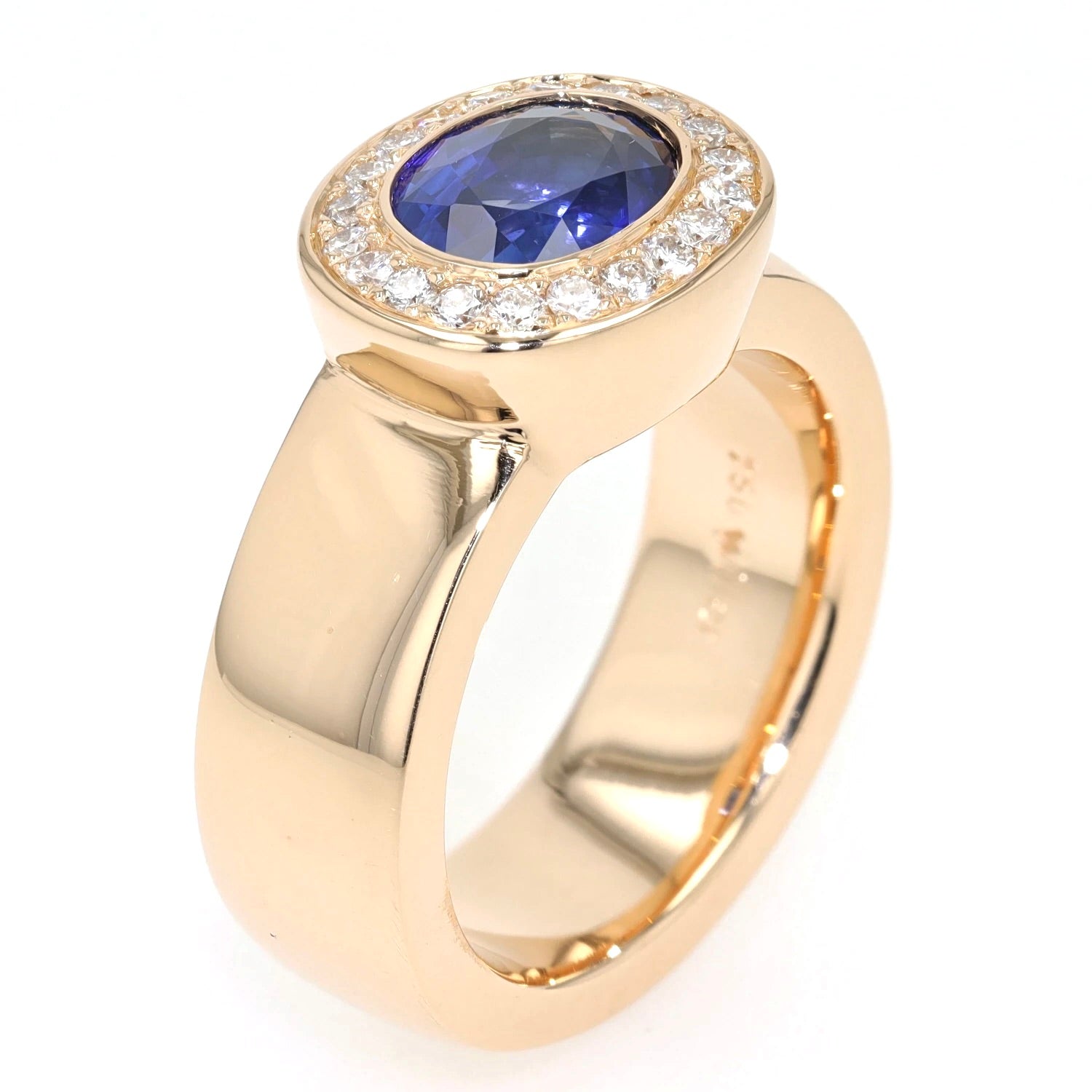 Ladies' ring by Willer in 750 rose gold with brilliants and a sapphire approx. 3.08 ct, standing