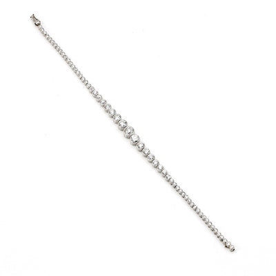 Art Deco tennis bracelet in platinum with a total of approx. 5.1 ct diamonds, horizontal top view