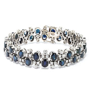 Vintage bracelet in 585 white gold with brilliants and sapphires, lying frontally