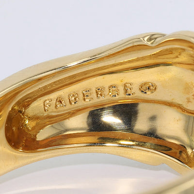 Fabergé ring, limited, in 750 gold with brilliants and green and blue enamel, engraving 1