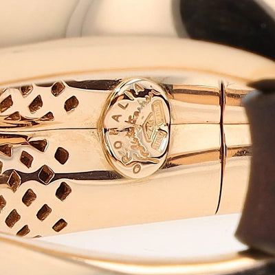 Oromalia bracelet in 750 rose gold with approx. 1 ct brilliants and a leather strap, engraving