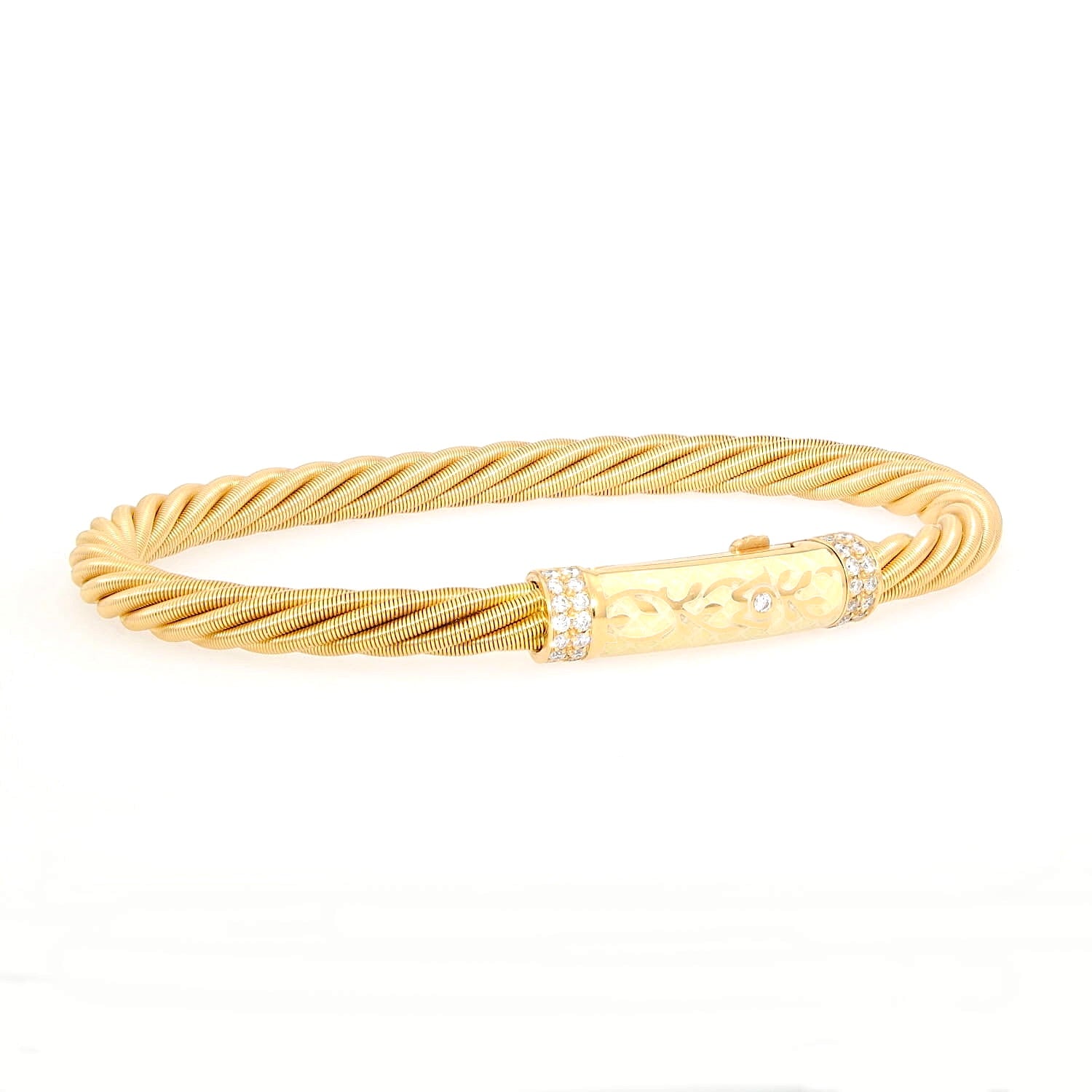 Wellendorff "Prinzesse" bracelet in 750 yellow gold with yellow cold enamel and brilliants, turned horizontally to the right