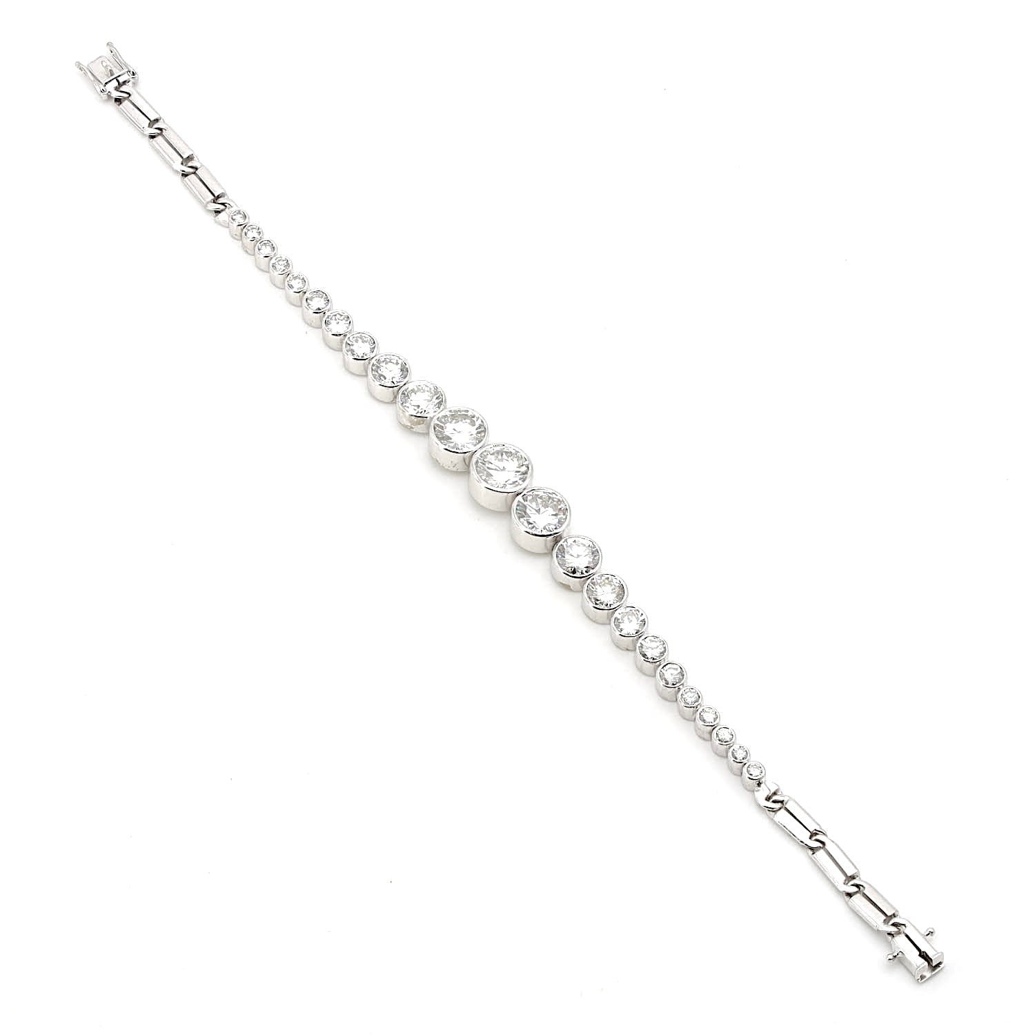 Exclusive vintage tennis bracelet in 585/750 white gold with a total of approx. 10.9 ct brilliants in very good quality, laid flat