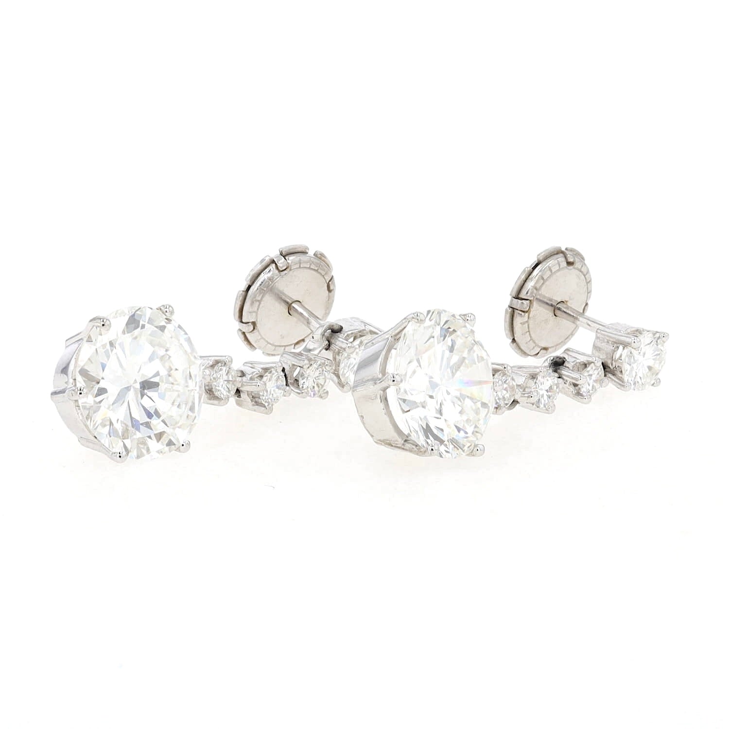 Jewel earrings in 700 white gold with a total of 10 brilliants, approx. 6.98 ct in the finest quality, lying in the same direction